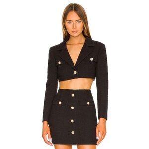 NWT Camila Coelho Becka Crop Blazer in Black, Size XS